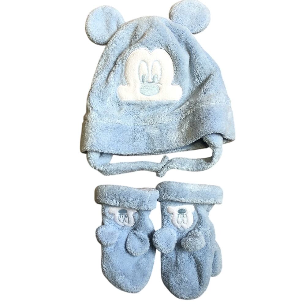 Blue Cozy Mickey Hat And Gloves